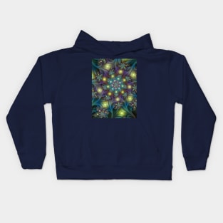 Illuminated, Modern Colorful Fractal Pattern Kids Hoodie